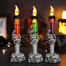 Load image into Gallery viewer, Halloween LED Lights Horror Skull Ghost Holding Candle
